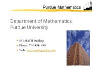 Department of Mathematics Purdue University
