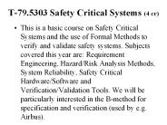 T-79.5303 Safety Critical Systems (4 cr)