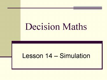 Decision Maths