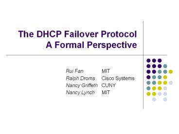 The DHCP Failover Protocol A Formal Perspective