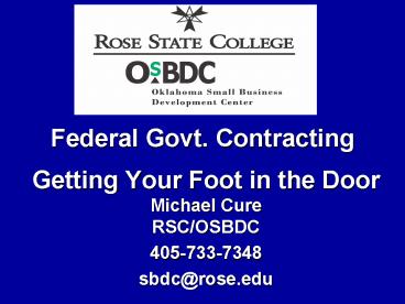 Federal Govt' Contracting