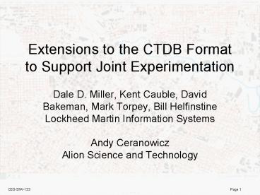 Extensions to the CTDB Format to Support Joint Experimentation