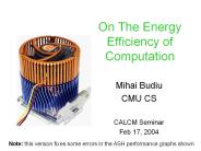 On The Energy Efficiency of Computation