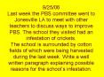 9/25/06 Last week the PBS committee went to Jonesville LA to meet with other teachers to discuss ways to improve PBS. The school they visited had an infestation of crickets. The school is surrounded by cotton fields of which were being harvested during PowerPoint PPT Presentation