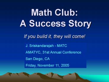 Math Club: A Success Story