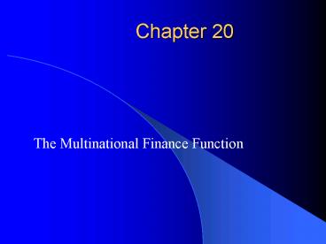 The Multinational Finance Function