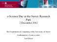 e-Science Day at the Surrey Research Park 2 December 2002 PowerPoint PPT Presentation