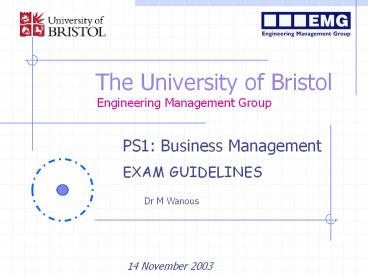The University of Bristol Engineering Management Group