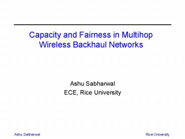 Capacity and Fairness in Multihop Wireless Backhaul Networks