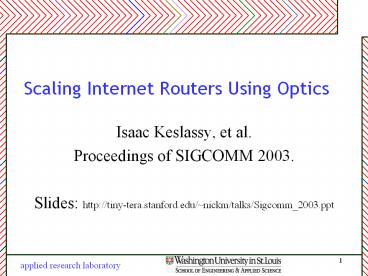 Scaling Internet Routers Using Optics
