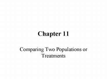 Comparing Two Populations or Treatments