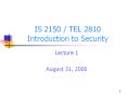 IS 2150 / TEL 2810 Introduction to Security PowerPoint PPT Presentation