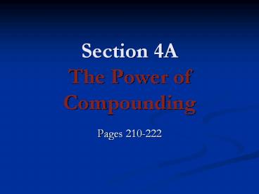 Section 4A The Power of Compounding