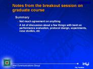Notes from the breakout session on graduate course