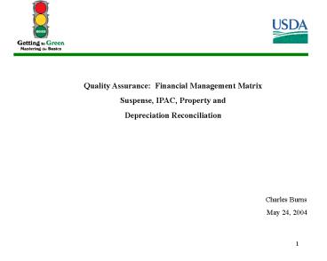 Quality Assurance: Financial Management Matrix