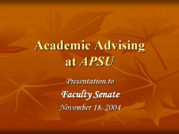 Academic Advising at APSU