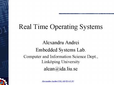 Real Time Operating Systems