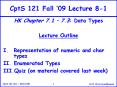 CptS 121 Fall 09 Lecture 81 PowerPoint PPT Presentation