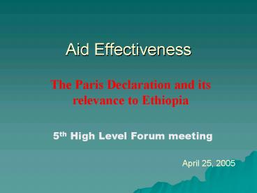 Aid Effectiveness