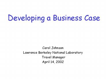 Developing a Business Case