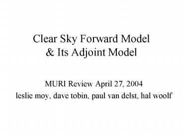 Clear Sky Forward Model