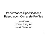 Performance Specifications Based upon Complete Profiles