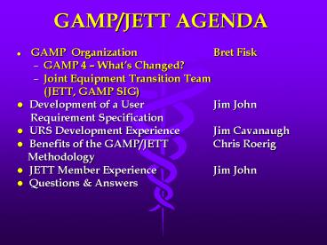 GAMPJETT AGENDA