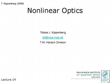 Nonlinear Optics