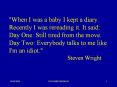 "When I was a baby I kept a diary. Recently I was rereading it. It said: Day One: Still tired from the move. Day Two: Everybody talks to me like I'm an idiot." Steven Wright PowerPoint PPT Presentation