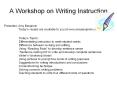 A Workshop on Writing Instruction PowerPoint PPT Presentation