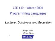CSE 130 : Winter 2006  Programming Languages
