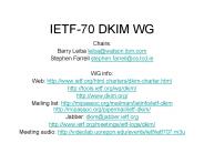 IETF-70 DKIM WG