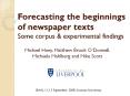 Forecasting the beginnings of newspaper texts Some corpus PowerPoint PPT Presentation
