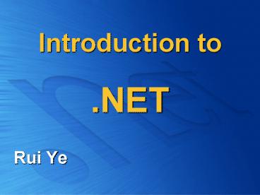 Introduction to .NET presentation | free to download