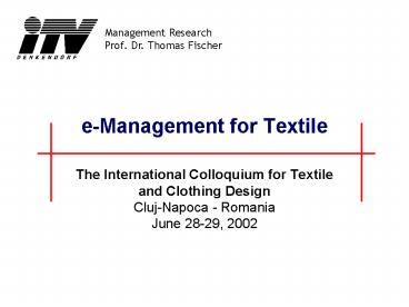 eManagement for Textile