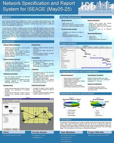 ISEAGE Network Specification and Report System