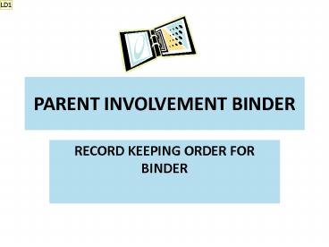 PARENT INVOLVEMENT BINDER
