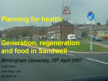 Planning for health: