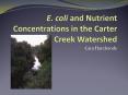 E' coli and Nutrient Concentrations in the Carter Creek Watershed PowerPoint PPT Presentation