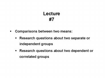 Comparisons between two means: