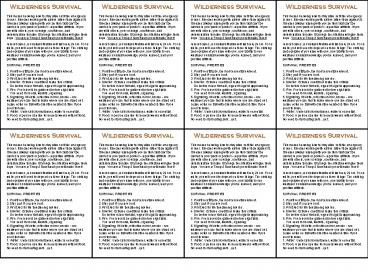 With survival and attitude in mind, remember STOP: