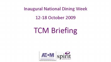 Inaugural National Dining Week