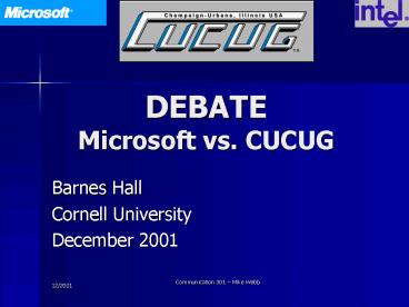DEBATE Microsoft vs' CUCUG