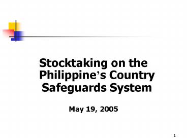 Stocktaking on the Philippines Country Safeguards System