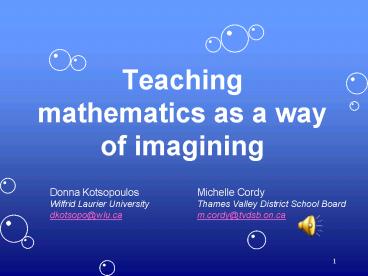 Teaching mathematics as a way of imagining