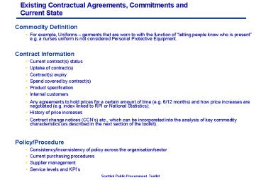 Existing Contractual Agreements, Commitments and Current State
