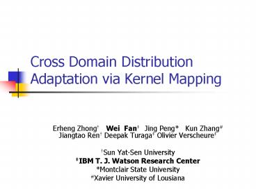 Cross Domain Distribution Adaptation via Kernel Mapping