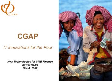 CGAP  IT innovations for the Poor