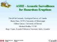 ASHE Acoustic Surveillance for Hazardous Eruptions PowerPoint PPT Presentation