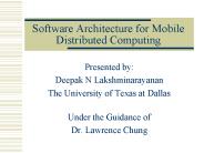 Software Architecture for Mobile Distributed Computing